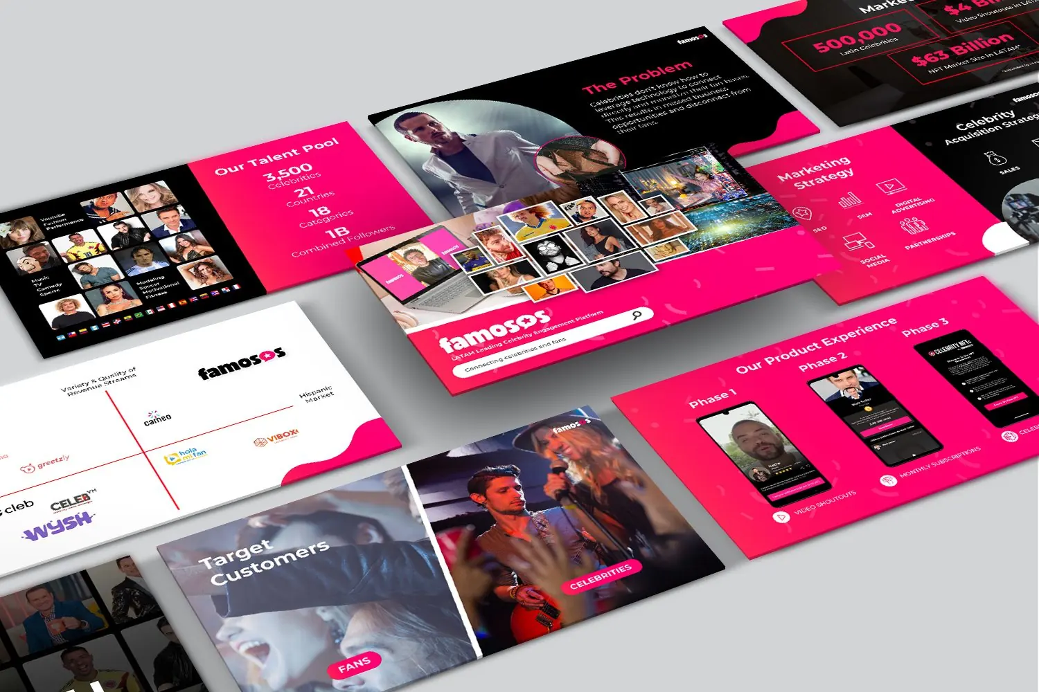 Famosos Pitch deck mockup